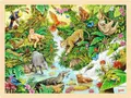Produktbild: goki 57329 - Einlegepuzzle Im Dschungel aus Holz, Holzpuzzle mit Tieren des Urwaldes, Lernspielzeug und Kinderpuzzle, fördert Fantasie und Motorik der Kinder, 40cm x 30cm, 96er Set, ab 3 Jahre