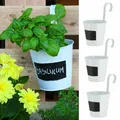 Produktbild: 3x Übertopf Pflanztopf zum Aufhängen Beschriften Ø15xH15 Kräuter Blumentopf Topf