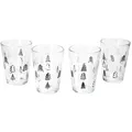 Produktbild: 4er Set TREE GREY WINTER Weihnachtsbaum Weihnachtsgläser mit schwarzen & weißen Tannenbäumen – 817348