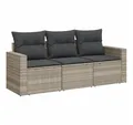 Produktbild: vidaXL Gartenlounge-Set 3-tlg. Garten-Sofagarnitur mit Kissen Hellgrau Poly Rattan, (1-tlg)