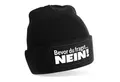 Produktbild: Herzbotschaft Beanie Strickmütze Beanie mit Spruch Bevor du fragst... NEIN! (Mütze mit Aufdruck, Skimütze) Unisex SoftTouch angenehm weiche und warme Wintermütze Einheitsgröße
