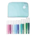 Produktbild: KnitPro Waves Häkelnadel-Set - 14 Haken Grande Geschenkset, Größen 2-12 mm, ergonomische weiche Griffe, weicher Gummigriff für arthritische Hände, leichte & bequeme Häkelnadeln zum Stricken