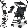 Produktbild: KIDIZ® Kinderwagen CITY Buggy Kinderbuggy klappbar Sportwagen Faltbar 360° 4-Zoll-Räder Inkl. Sonnen- und Regenverdeck zusammenklappbar 5-Punkt-... - Schwarz