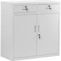 Produktbild: Kleiner Aktenschrank C17b Büroschrank Mit 2 Schubladen Flügeltüren Metallschrank Pulverbeschichtet Metall Abschließbar 90 Cm X 90 Cm X 40 Cm Grau