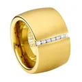 Produktbild: Heideman Ring Damen Lines aus Edelstahl gold farbend poliert Damenring für Frauen mit Stein Zirkonia weiss im Brillant Schliff 1,5mm