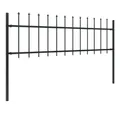 Produktbild: vidaXL Gartenzaun, Zaunelement mit Speerspitzen Stahl 1,7 x 0,6 m Schwarz