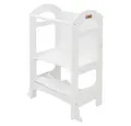 Produktbild: Joyz Kinderstuhl Montessori Lerntower für Kinder aus Holz Verwandelbar Kinderstuhl, Küchenhelfer Weiß mit Tafel und 2 Stufen 70x40x90cm