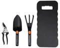 Produktbild: Black+Decker Gartenwerkzeug Set 4-teilig mit Knieschoner und Gartenschere
