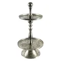 Produktbild: Etagere 2-stöckig hochwertig Aluminium versilbert Antikoptik 30x60cm 3,1kg neu