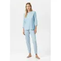 Produktbild: Mey Schlafanzug Mey Anzug 7/8 lang, 3/4 Arm Serie Simple Stripes (2 tlg) Reine Baumwolle, Jersey Qualität, zeitloser Komfort blau XL (44)