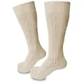 Produktbild: Steigenhöfer Manufaktur Trachtensocken für Herren und Damen – Socken mit Zopfmuster und Edelweißanstecker Oktoberfest Strümpfe aus Baumwolle für Männer & Frauen beige 45-46
