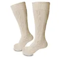 Produktbild: Steigenhöfer Manufaktur Trachtensocken Herren und Damen Lang – Klassische Trachtenstrümpfe im Zopfmuster – Oktoberfest Strümpfe aus Baumwolle für Männer & Frauen – Beige – 45-46