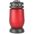 Produktbild: Grablaterne „Satin“ Rot mit Nachfüller, BOLSIUS-Kerzen, 110/224 mm, Grabschmuck, Grabdekoration