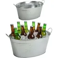 Produktbild: BURI 2x Zinkwanne Getränkekühler Pflanzgefäß Sektkühler Getränkewanne Eiskübel silber Silber