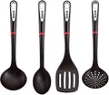 Produktbild: Tefal Ingenio K206S4 Küchenhelfer-Set | Suppenkelle, Gemüselöffel, Löffel, Bratwender | Kunststoff | Schwarz/Silber/Rot- 17,2 x 8,1 x 36 cm (LxBxH)