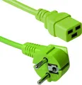Produktbild: ACT Powercord mains connector CEE7/7 male (angled) - C19 green 3.00 m. Lengte: 3 m Powercord schuko-c19 grn 3.00m (AK5178)