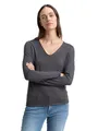 Produktbild: TOM TAILOR Damen 1012976 Basic Strickpullover Mit V-Ausschnitt, 30281 - Evident Anthracite Melange, XS EU