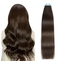 Produktbild: SUYYA Tape Extensions Echthaar,Invisible Tape in Extensions Echthaar Seidig Gerade Remy Tape Haarverlängerungen Echte Menschliches Haar 12 Zoll 30cm 20 Stück 40G #2 Dunkel Braun