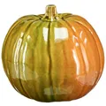 Produktbild: Deko Keramik Kürbis Grün 17,5 cm Herbst Tischdekoration Wohnzimmer