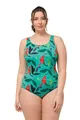 Produktbild: Ulla Popken Damen Alice, Softline, Blätter im Wasser Badeanzug, Helles Seegrün, 58-60