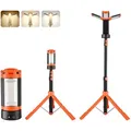 Produktbild: VEVOR Baustrahler LED mit Stativ, Arbeitsleuchte 8 Ah, wiederaufladbares Campinglicht, mit 3 Lampenköpfen, abnehmbarem Stativständer, 2200 LM 3000 K-6500 K dimmbar, Beleuchtung für die Baustelle