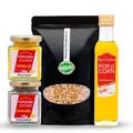 Produktbild: Hopser Funfood Popcornset 500g Popcorn 250ml Öl je 150g Vanille + Karamellzucker