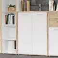 Produktbild: Forte KEFLAVIK Schrank 80 90, moderner Büroschrank mit 2 Türen, Holzwerkstoff, Artisan Eiche Holzdekor | Weiß, 84,5 cm breit x 115,1 cm hoch x 41,5 cm tief