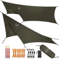 Produktbild: Onewind sechseckiges Hängematten Zelt, Tarp, 366cm*295cm, wasserdicht und EIN leichtes Camping Tarp für Camping, Rucksack und Wandern, OD Grün
