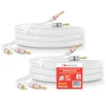 Produktbild: Nakamichi 24K vergoldeter Bananenstecker mit Lautsprecherkabel, 99,9% sauerstofffreies Kupfer (OFC), robustes geflochtenes Kabel, CL2-zertifiziert - Weiß (12AWG / 6 Fuß / 1,8 Meter) 2er-Pack