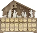 Produktbild: Rebecca Mobili Brauner Adventskalender in Hausform mit 24 Schubladen und Lichtern