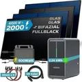 Produktbild: SUNNIVA® 2000W Balkonkraftwerk mit 2,24 kWh Speicher MARSTEK B2500-D, 4x 500W BIFAZIAL FULLBLACK komplett Steckdose, PV Solaranlage + Solarspeicher
