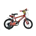 Produktbild: Dino Bikes – 14 Zoll Kinderfahrrad Cars – Jungen Fahrrad mit abnehmbaren Stützrädern ab 3 Jahren – Kinderrad mit Frontschild & Trinkflasche inkl. Halterung – verstellbare Sattel- & Lenkerhöhe (Rot)