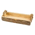 Produktbild: Holztablett mit Rinde Dekotablett 41 cm Deko-Tablett Tischdekoration rustikal Dekoschale rechteckig mit Rand Serviertablett, Holtteller, Kerzenteller