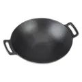 Produktbild: LANDMANN Grillwok | Hochwertiger Wok aus emailliertem Gusseisen (Ø 36 cm) | Optimale Hitzeverteilung und Hitzespeicherung | Mit abgeflachten Boden passend für Grillroste | 38 x 46 x 13,5 cm [Schwarz]