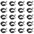 Produktbild: 20 Stücke Rohrschellen 8mm Edelstahl mit Gummieinlage, Schraubrohrschellen Rohrschelle Gelenkrohrschellen P-Clip Leitungsschelle Kabelklemmensatz Schlauchschellen Schwarz