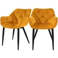 Produktbild: ML-Design Esszimmerstühle 2er Set Senfgelb aus Dickem Samtstoff