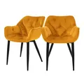 Produktbild: ML-DESIGN Stuhl Esszimmerstuhl mit Rückenlehnen und Armlehnen aus Samt mit Metallbeine (2 St), Ergonomischer Sessel Gelb Wohnzimmerstuhl Polsterstuhl