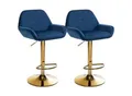 Produktbild: CLP 2er Set Barhocker Braga Samtbezug Gold-Gestell I höhenverstellbar und 360 drehbar I moderner Barstuhl mit Fußstütze für Küche und Bar