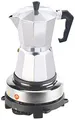 Produktbild: Rosenstein & Söhne Espressokocher Edelstahl: Elektrische Mini-Einzel-Kochplatte & Espresso-Kocher, 500 W, 6 Tassen (Heizplatte für Espressokocher, Espressokanne mit Heizplatte, Topf)