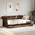 Produktbild: vidaXL Tagesbett, Gästebett mit 2 Schubladen mit Rollen, Schlafsofa für Schlafzimmer, Bettsofa Sofabett Daybed Bett, Braun Eichen-Optik 100x200cm Holzwerkstoff