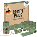 Produktbild: SMARTPAWS Hundekotbeutel biologisch abbaubar (heim- kompostierbar) mit Bio Beutelspender | 240 zertifizierte Kotbeutel für Hunde | Extra starke Hundebeutel