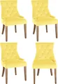 Produktbild: CLP 4er Set Esszimmerstuhl Aberdeen Samt Antikes Design mit Gestell aus Kautschukho,gelb antik-hell