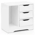 Produktbild: Wohnling Nachttisch Nachtkonsole WL5.708 49x50x30 cm Weiß Matt 3 Schubladen 1 Ablagefach, (Weisse Nachtkommode mit Stauraum, Nachttisch Schlicht Modern), Weisse Nachtkommode mit Stauraum, Nachttisch Schlicht Modern weiß