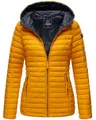Produktbild: MARIKOO Damen Steppjacke Übergangsjacke gesteppte Jacke mit Kapuze Frühjahr Stepp B857 [B857-Asr-Gelb-Gr.XS]