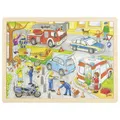 Produktbild: Goki 57429 Einlegepuzzle Polizeieinsatz Holz Puzzle Polizei ab 3 Jahren