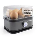 Produktbild: GOURMETmaxx Eierkocher für 6 Eier | Egg Boiler mit Eierstecher im Messbecher | Egg Cooker mit 3 Härtegraden – für jeden Eierbecher das Passende | Design Eierkocher Anthrazit, spülmaschinenfeste Teile