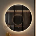 Produktbild: Planetmöbel NOVA Spiegel mit Beleuchtung rund, Spiegel mit LED-Licht, Dekorativer Wandspiegel ohne Rahmen, Dimm-Funktion, 4200k neutralweißes Licht, 80 x 80 cm