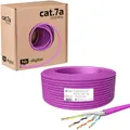 Produktbild: HB-DIGITAL 25m CAT.7a Netzwerkkabel LAN Kabel Verlegekabel AWG 23 Reines Kupfer S/FTP PiMF LSZH Halogenfrei RoHS-Compliant Ethernet Installationskabel Datenkabel PoE 10Gbit/s max. 1200MHz Lila