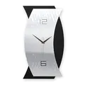 Produktbild: Kreative Feder 3D Designer-Wanduhr Silver Light abstrakte Funkuhr 50x28cm Schwarz in modernem Metallic-Look ohne Tickgeräusche (Silver Light, leises Funkuhrwerk)