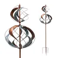 Produktbild: LEMODO Windrad Tulip mit gegenläufigen Rotoren | Gartendeko in 3 Höhen aufbaubar | Gartenstecker 213 cm hoch | Windmühle in Kupferoptik | Windskulptur mit Charme